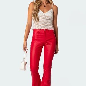Red Faux Leather Pants edikted